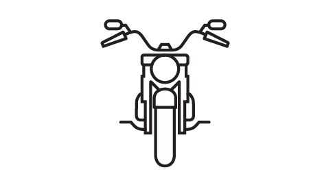Icon showing a motorcycle crash