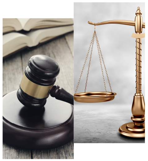 Legal Icons Representing Justice in Personal Injury Law Icons of justice: gavel, scales, and courthouse